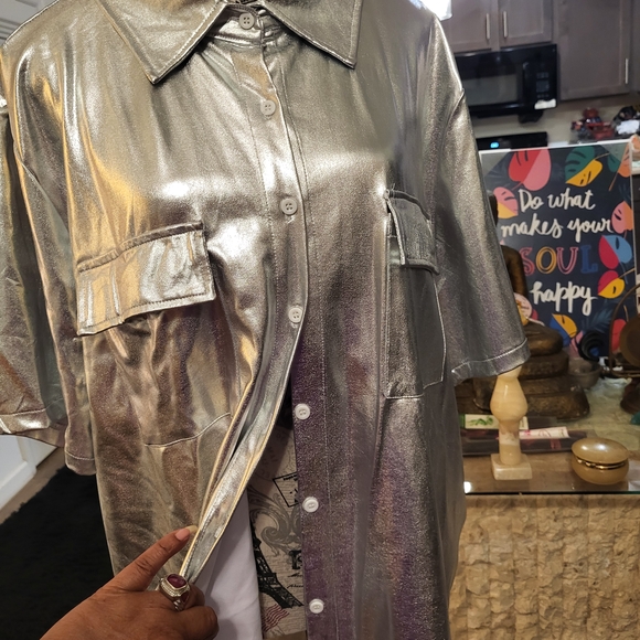 Tops - SOLD Silver Metallic Women's Jacket